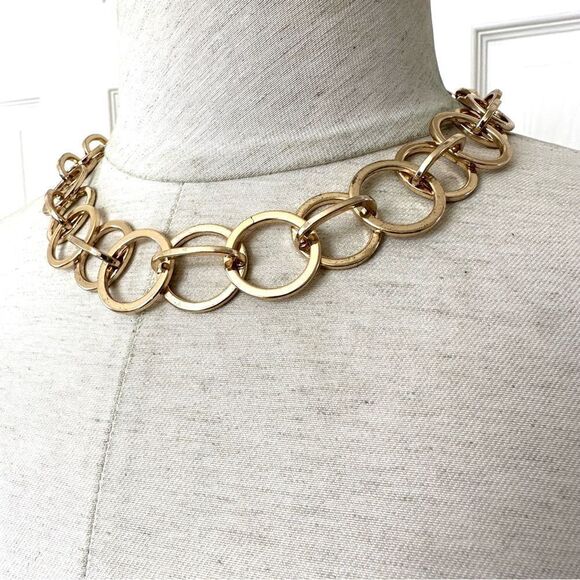Anne Klein gold tone circle link necklace - Picture 6 of 9
